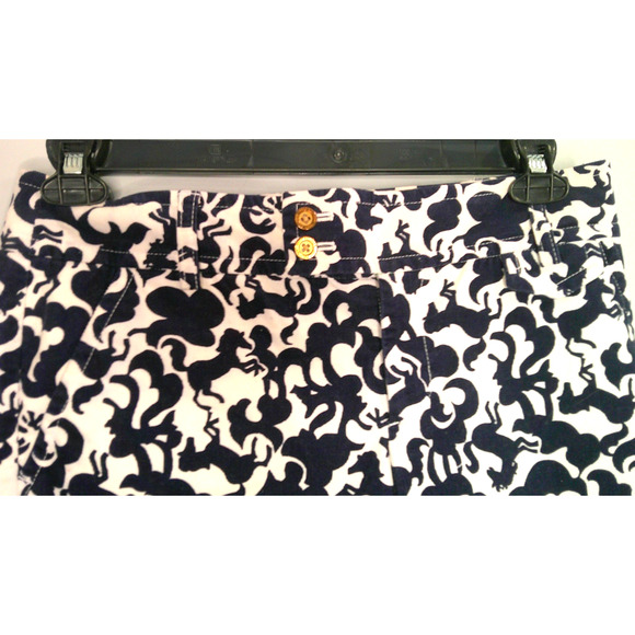 Lilly Pulitzer Palm Beach Fit Women' 4 Navy White Horse of Course Corduroy Capri - Picture 4 of 8
